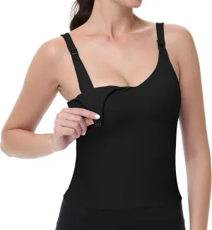 V VOCNI Nursing Tank Tops for Breastfeeding Workout Crop Top Longline Nursing Sport Bra Maternity Bras for Pregnancy