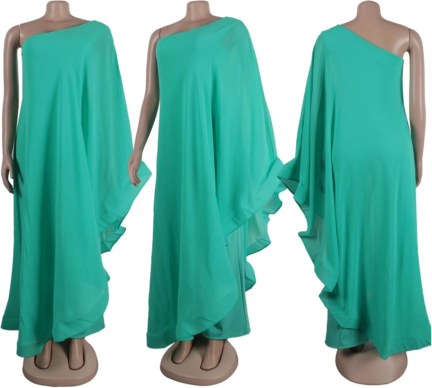 Vakkest Women's Sexy Formal Gown Dresses Off One Shoulder Sleeveless Jumpsuit Long Split Summer Party Wedding Gala Dress