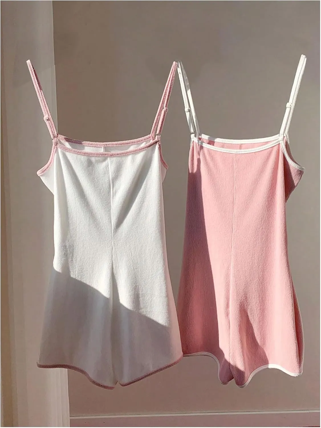 Verdusa Women's 2 Pack Coquette Bow Tie Sleeveless Rompers Backless Summer Jumpsuit Unitard