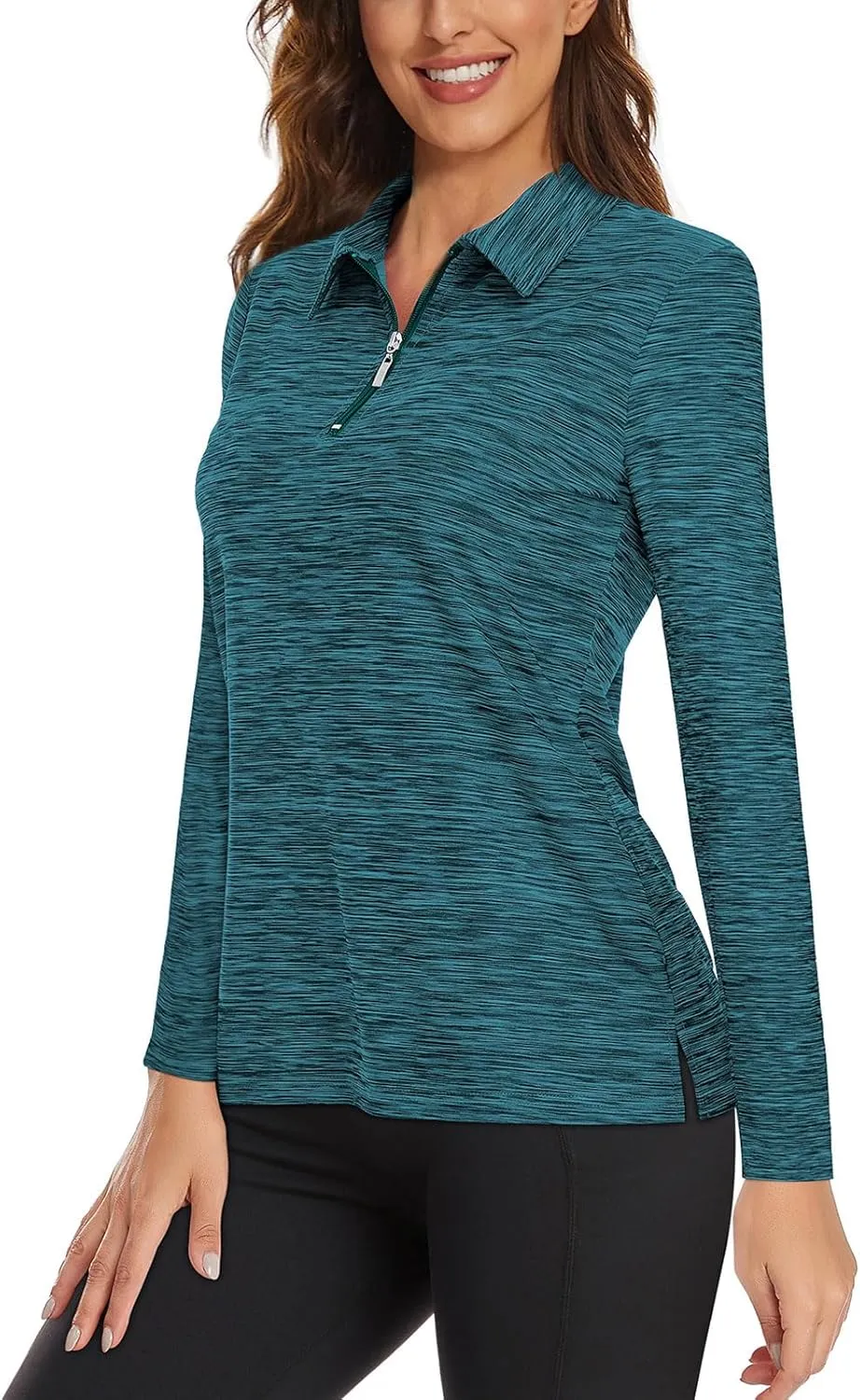 Viracy Womens Golf Shirt UPF50  Sun Protection Long Sleeve 1/4 Zip Up Polo Workout Tops Fast Dry Fit Moisture Wicking