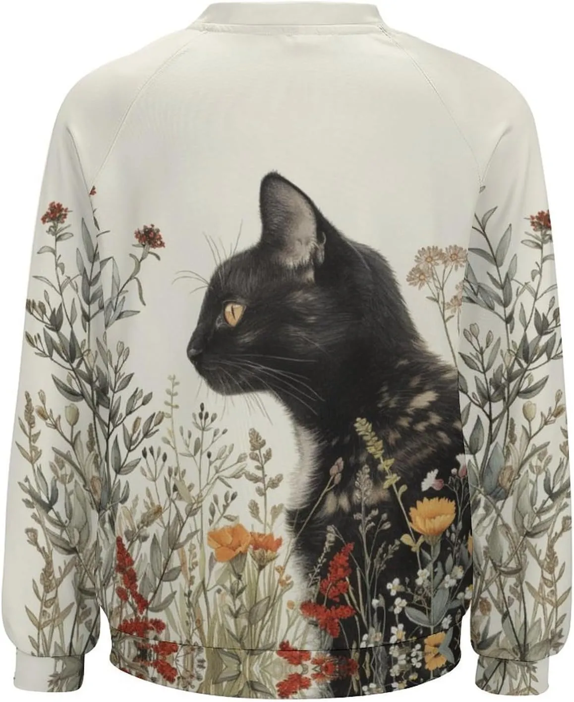 Womens Cat Sweatshirts Cute Graphic Printed Long Sleeve Crewneck Pullover Shirts Cat Lovers Tunic Tops for Girls