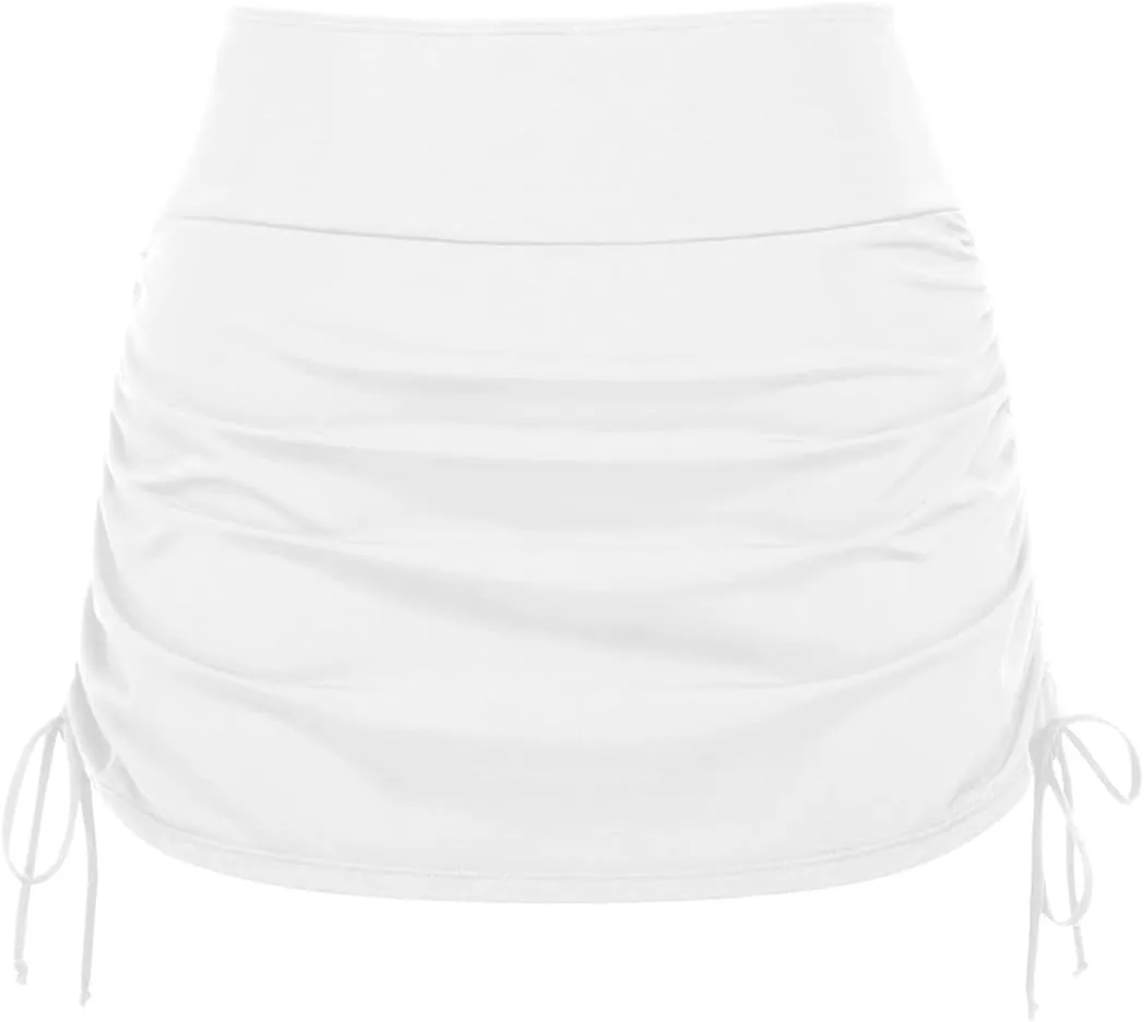 Womens High Waisted Swim Skirt - Drawstring Bathing Suit Skirt Tummy Control Swimsuit Bottoms with Built-in Panty 2025