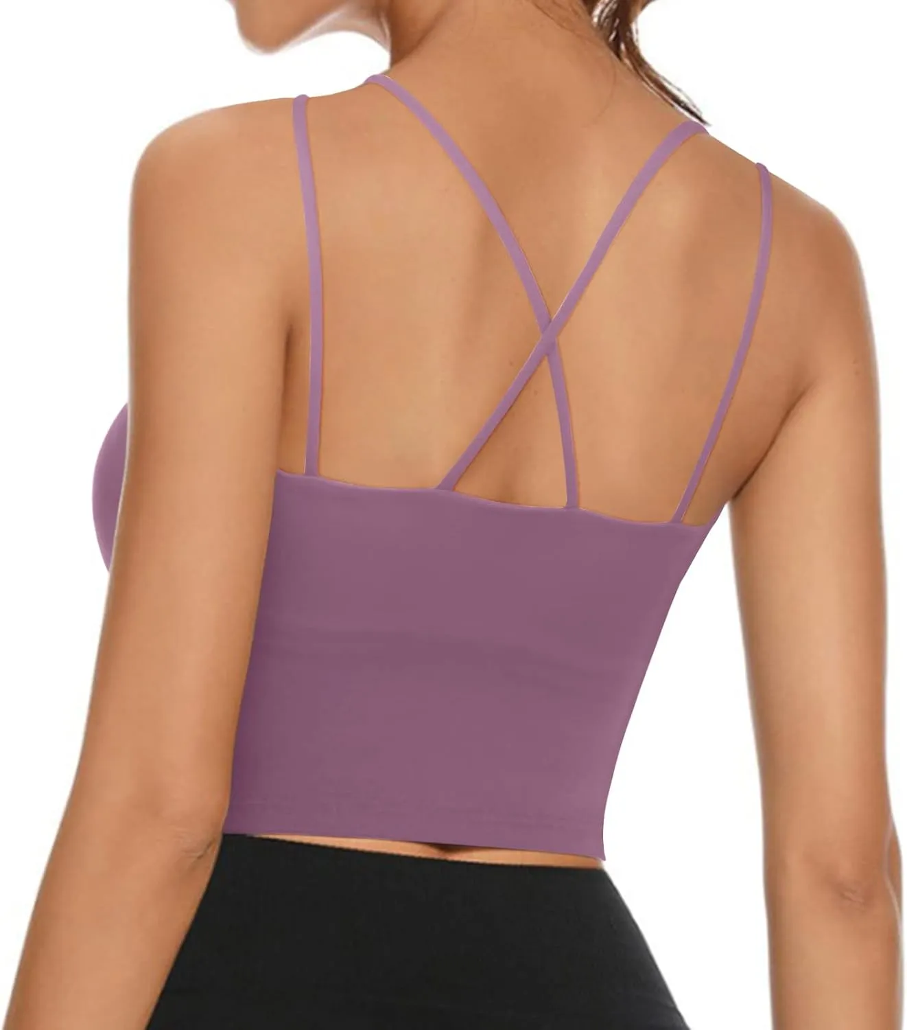 Women's Longline Sports Bra Padded Strappy Yoga Bra Fitness Running Workout Crop Tank Top2pack