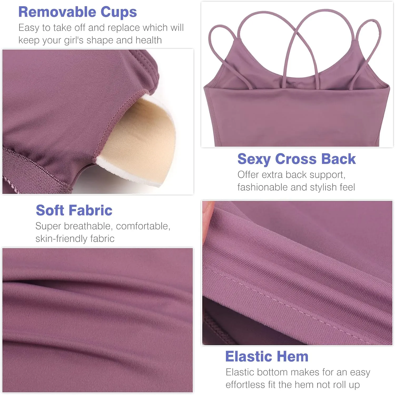Women's Longline Sports Bra Padded Strappy Yoga Bra Fitness Running Workout Crop Tank Top2pack