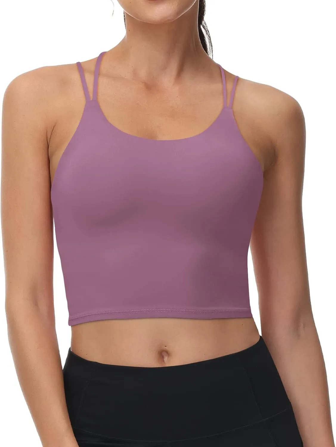 Women's Longline Sports Bra Padded Strappy Yoga Bra Fitness Running Workout Crop Tank Top2pack