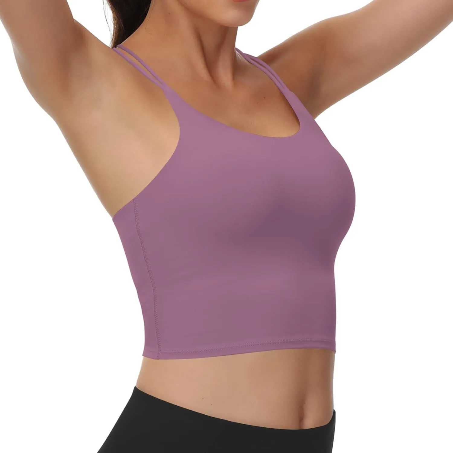 Women's Longline Sports Bra Padded Strappy Yoga Bra Fitness Running Workout Crop Tank Top2pack