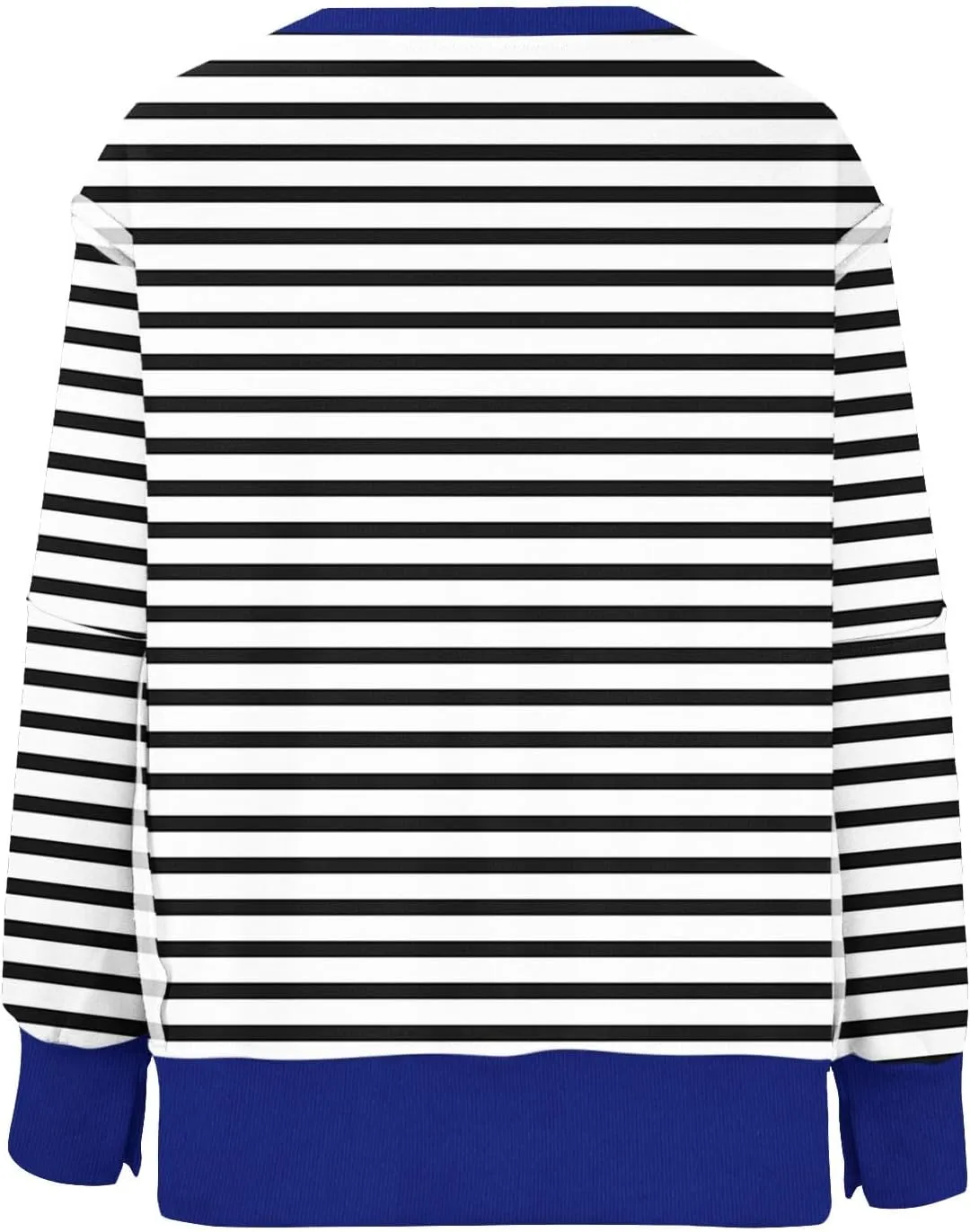 Womens Oversize Striped Sweatshirts Crew Neck Long Sleeve Top Patchwork Hoodie Irregular Hem Pullover Fall Clothes
