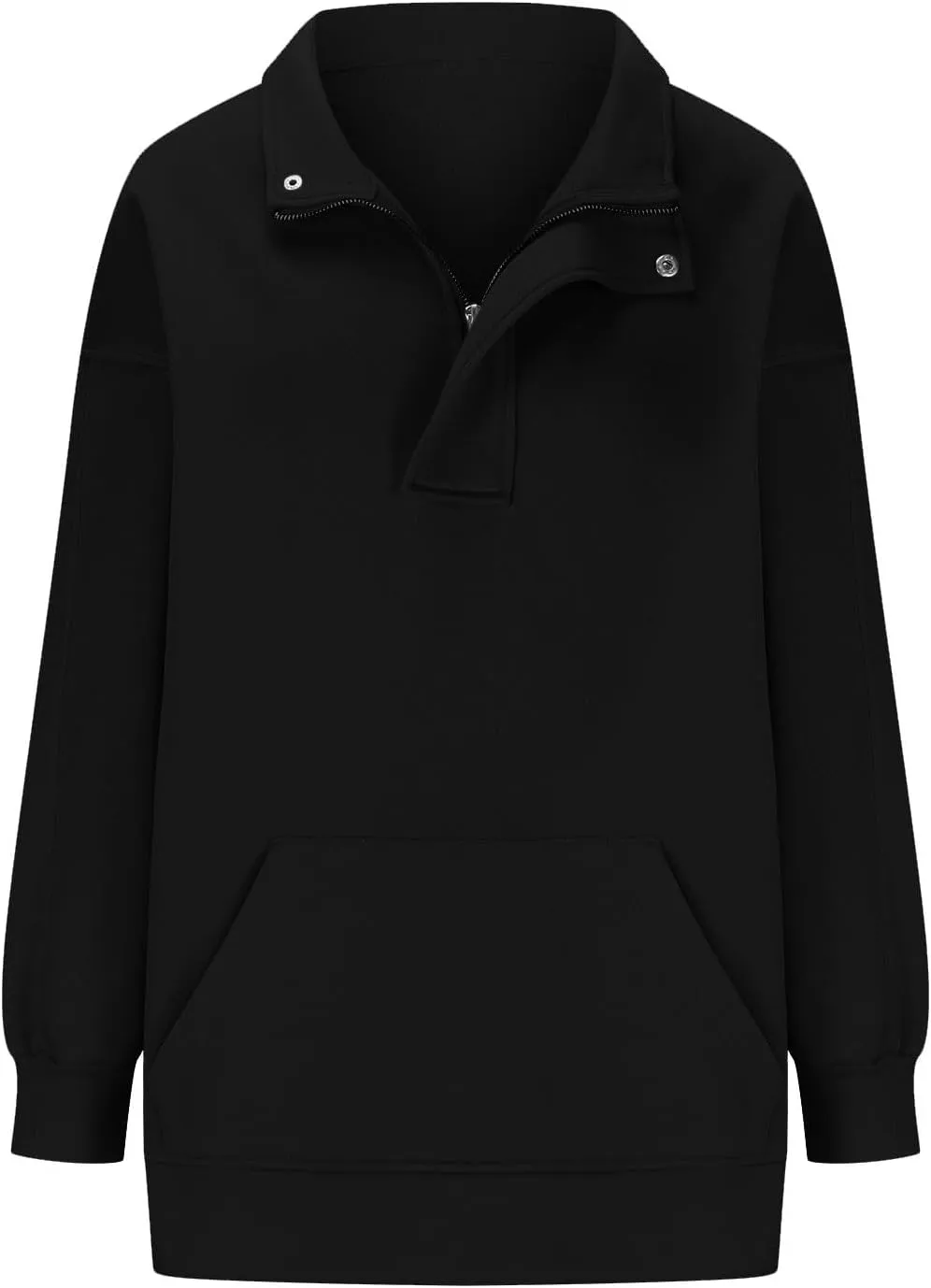 Women's Oversized Quarter Zip Sweatshirts Casual Sports Half-zip Long Sleeve Pullover Tops Solid Color Sweatshirt