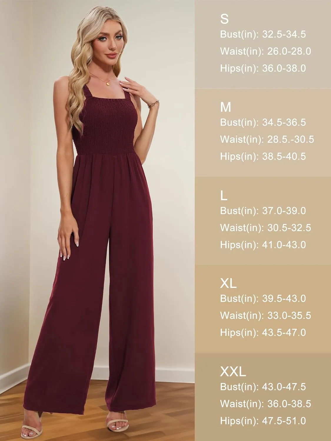 Women's Petite Regular Tall Casual Loose Overalls Jumpsuits One Piece Sleeveless Wide Leg Pants Rompers