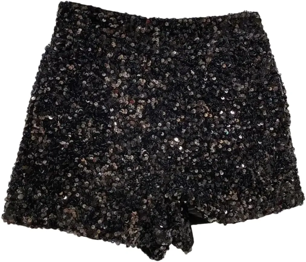 Women's Sexy Sequins Shiny Zipper Shorts Women Nightclub Hot Pants for