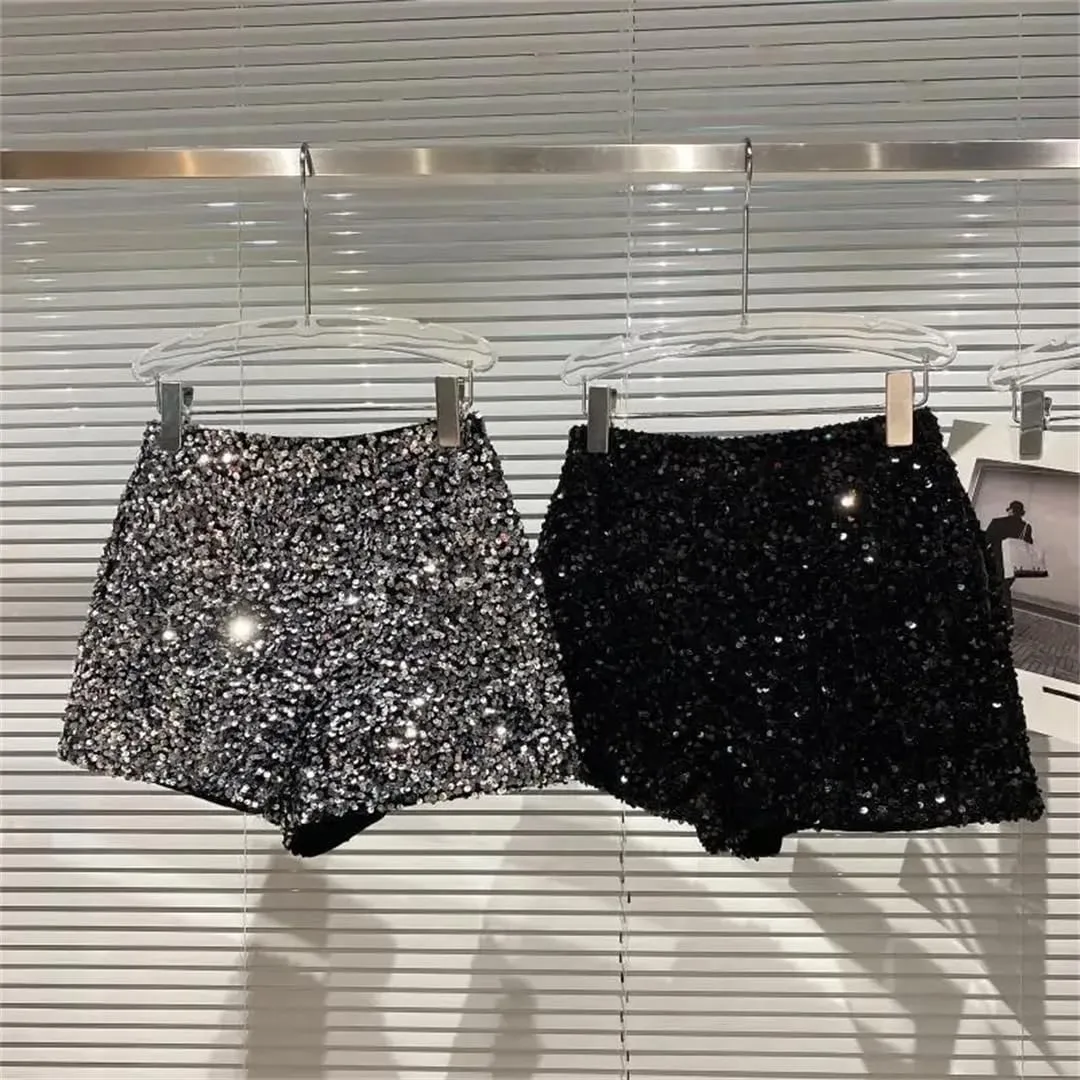 Women's Sexy Sequins Shiny Zipper Shorts Women Nightclub Hot Pants for