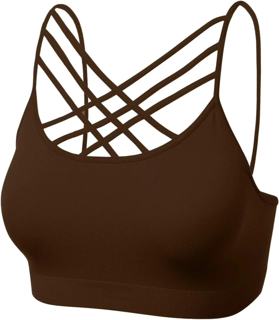 Women's Sports Bra Criss Cross Strappy Bandeau Cami Wirefree Bralette Tops