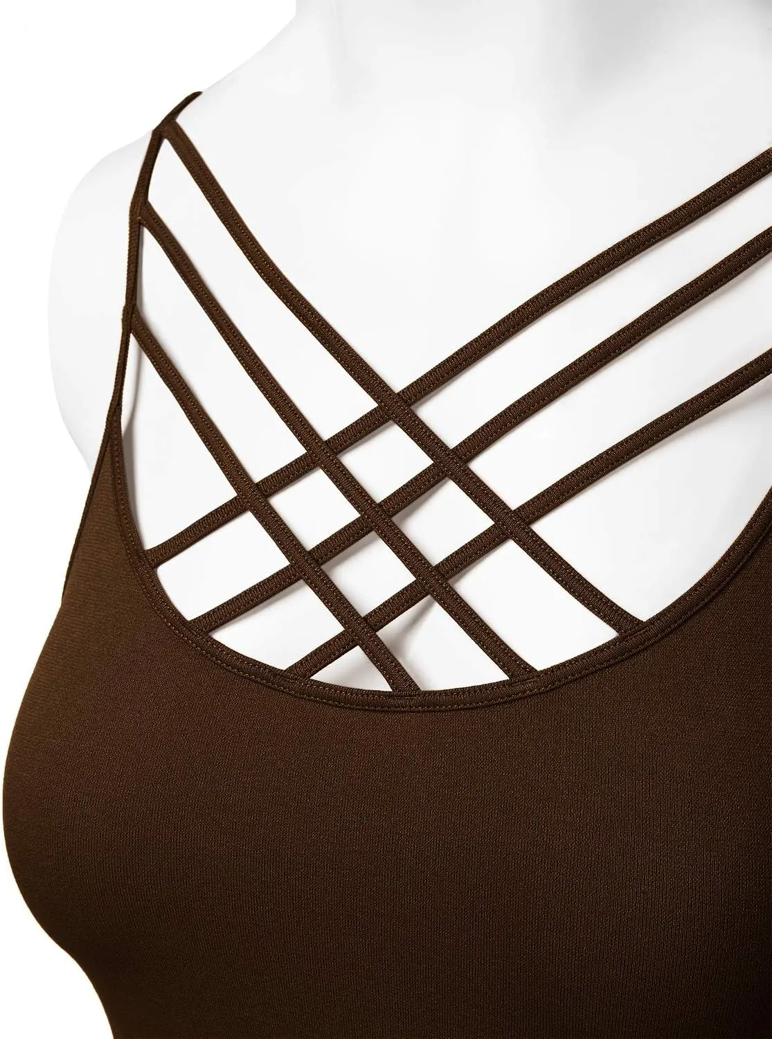 Women's Sports Bra Criss Cross Strappy Bandeau Cami Wirefree Bralette Tops