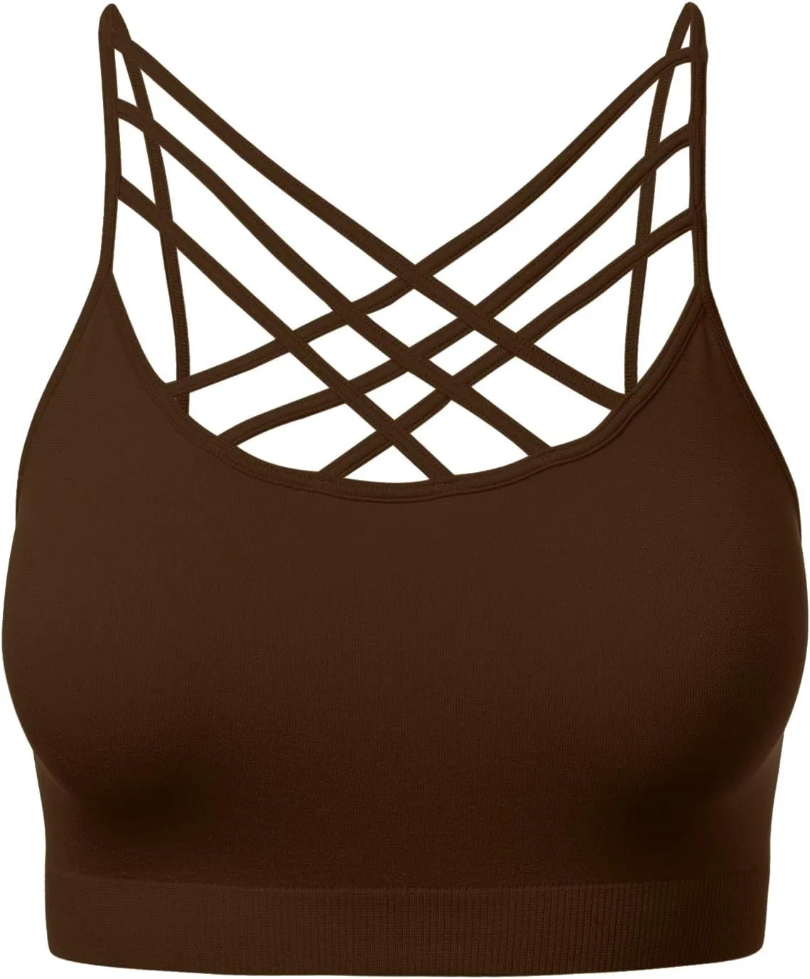 Women's Sports Bra Criss Cross Strappy Bandeau Cami Wirefree Bralette Tops