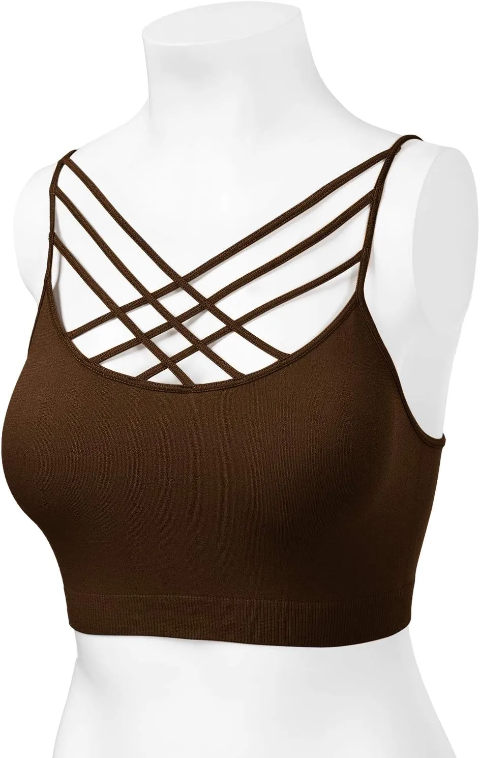 Women's Sports Bra Criss Cross Strappy Bandeau Cami Wirefree Bralette Tops
