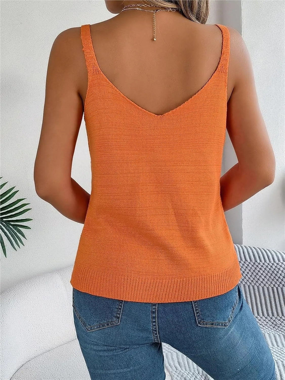 Womens Tops Cutout Metal Buckle Camisole Knit Vacation
