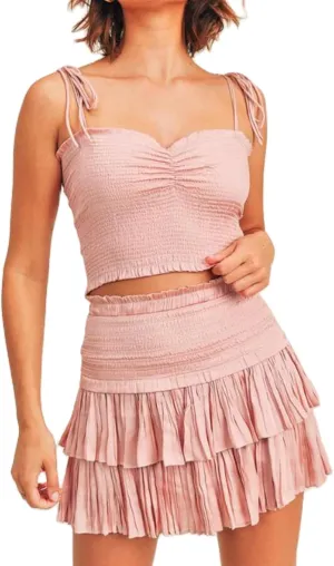 Yuemengxuan Women Y2K Skirt Sets Summer 2 Piece Outfits Sleeveless Cropped Tube Tops and Mini Skits Sexy Going Out Outfit