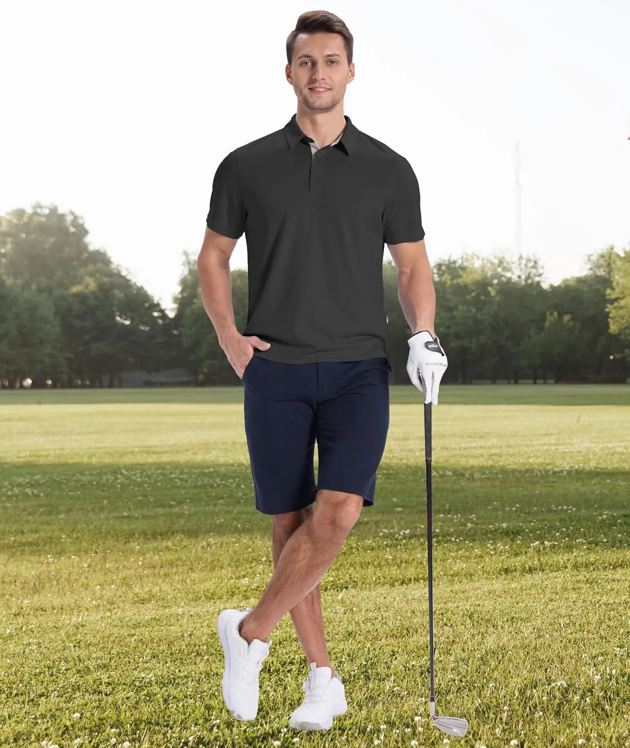 ZITY Mens Golf Polo Shirts Short Sleeve Quickly Dry Performance Collared Polo Tennis Casual Shirt for Men